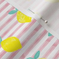 lemons - watercolor stripes (pink)