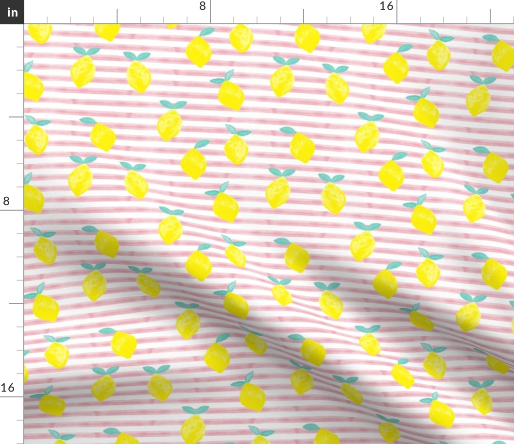 lemons - watercolor stripes (pink)