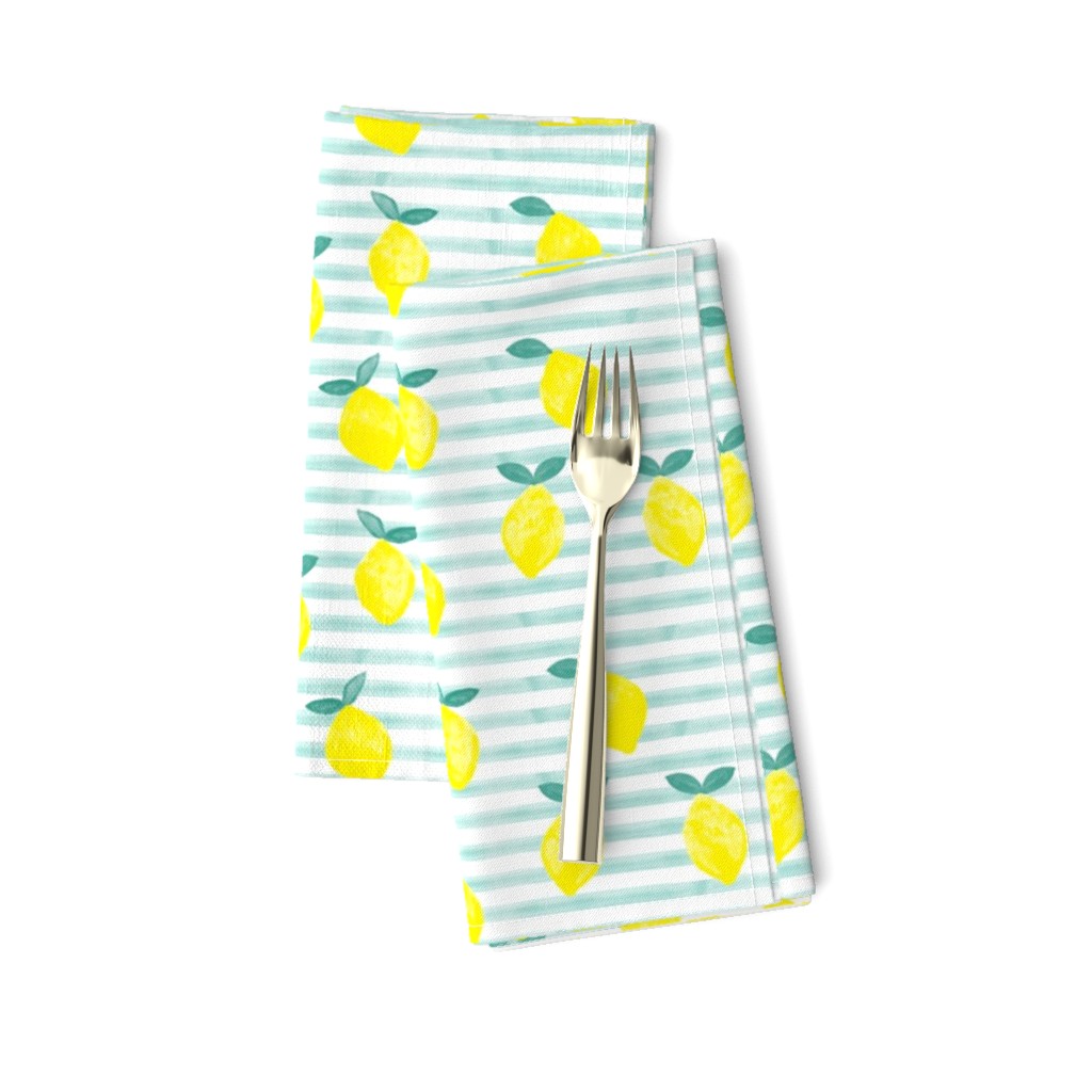 lemons - watercolor stripes (blue)