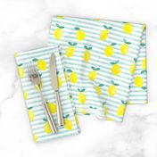 lemons - watercolor stripes (blue)