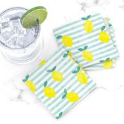 lemons - watercolor stripes (blue)