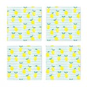 lemons - watercolor stripes (blue)