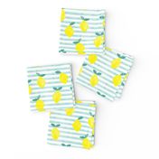 lemons - watercolor stripes (blue)