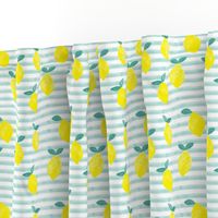 lemons - watercolor stripes (blue)