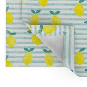 lemons - watercolor stripes (blue)