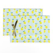 lemons - watercolor stripes (blue)