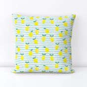 lemons - watercolor stripes (blue)