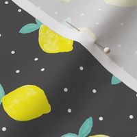 so fresh lemons on dark grey