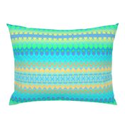 Orange, Blue, Yellow and Green Ombre Ikat and Chevron Stripes