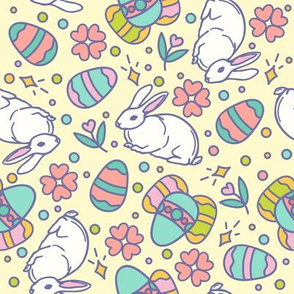 Easter pattern with bunnies and eggs