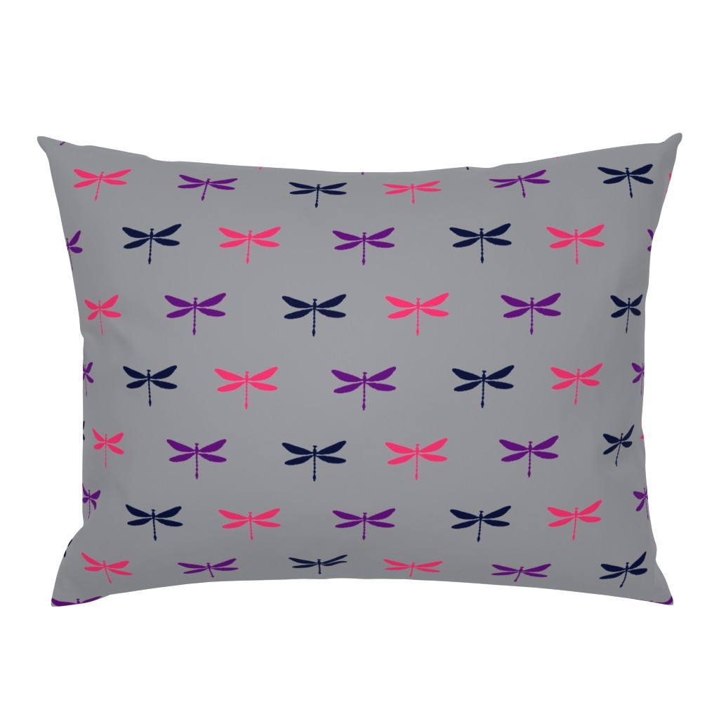 Drangonfly - grey, purple, fuchsia magenta