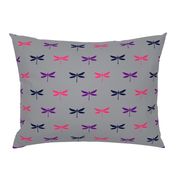 Drangonfly - grey, purple, fuchsia magenta