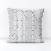 Folk Art Heart of Roses on grey stripes