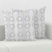 Folk Art Heart of Roses on grey stripes