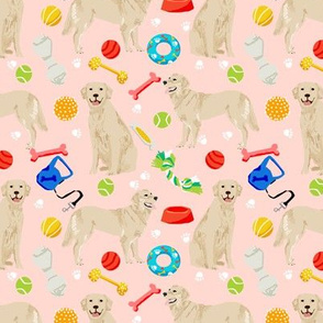 golden retrievers fabric dogs and dog toys design - blush