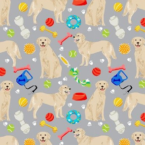 golden retrievers fabric dogs and dog toys design - grey