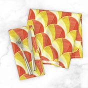 Warped Art Deco Fan Pattern in Orange Ombre