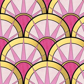 Fancy Art Deco Fan with Ombre Pink and Gold