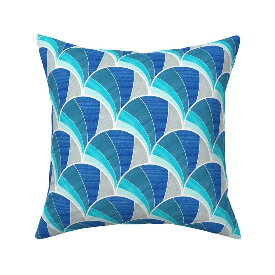 Warped Art Deco Fan in Blue Ombre