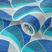 Warped Art Deco Fan in Blue Ombre