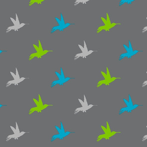 Hummingbirds - Lime, bright blue, grey