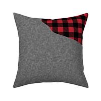 54" width 1 yard panel - Large plaid buck head on grey linen 