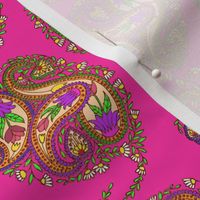 Springtime Floral Paisley on Hot Pink