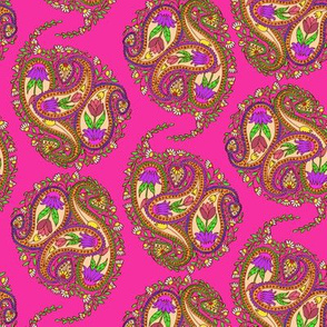 Springtime Floral Paisley on Hot Pink