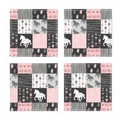 3” Horse Patchwork - Pink,  Black and Grey