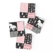 3” Horse Patchwork - Pink,  Black and Grey