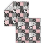 3” Horse Patchwork - Pink,  Black and Grey