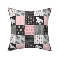 3” Horse Patchwork - Pink,  Black and Grey