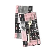 3” Horse Patchwork - Pink,  Black and Grey