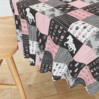 3” Horse Patchwork - Pink,  Black and Grey