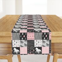 3” Horse Patchwork - Pink,  Black and Grey