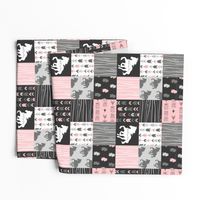 3” Horse Patchwork - Pink,  Black and Grey