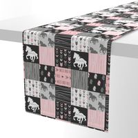 3” Horse Patchwork - Pink,  Black and Grey