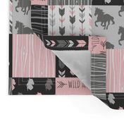 3” Horse Patchwork - Pink,  Black and Grey