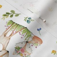 Woodland Friends - Deer Fox Raccoon Bunny Flowers Baby Girl Nursery Blanket Sheets Bedding, ROTATED