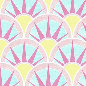 Fancy Art Art Deco Fan in Yellow and Pink Pastels