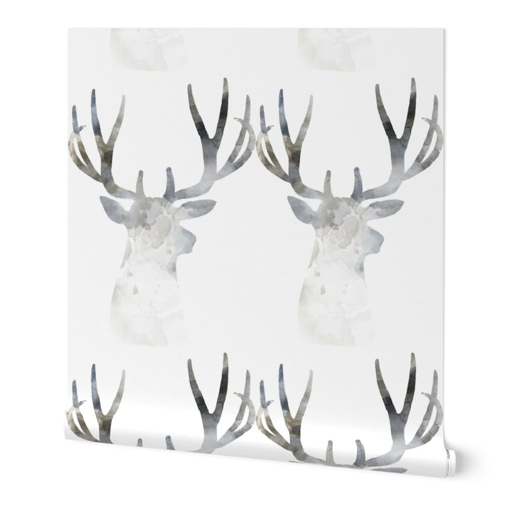 Deer Silhouette Small White | Woodland Watercolor