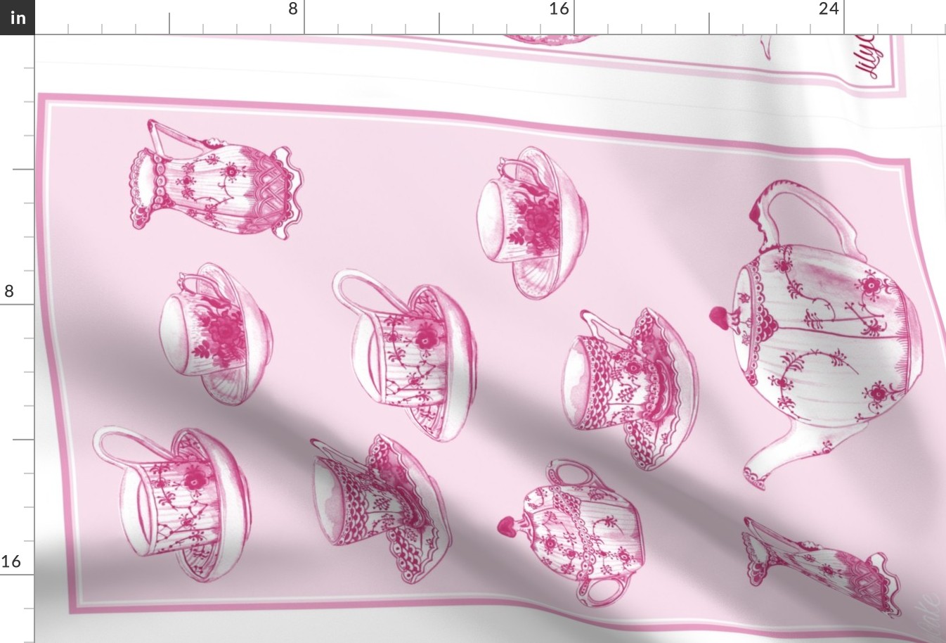 Pink China Tea Towel Set of 4