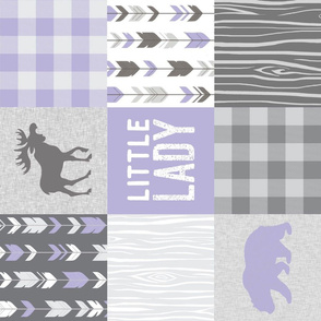 Little Lady - Lilac and Grey w Moose, Arrows, Plaid, and woodgrain