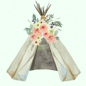 Mint Teepee Flowers | Woodland Watercolor