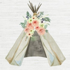 Teepee Flowers Linen | Woodland Watercolor