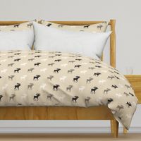 Big Moose - midnight Woodland - tan, ivory and black