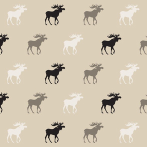 Big Moose - midnight Woodland - tan, ivory and black