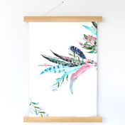 42"X36" AQUA & PINK HEADDRESS