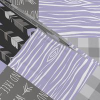 Moose Patchwork Quilt - Lilac and Grey Woodland Wholecloth - purple Moose, arrows, plaid