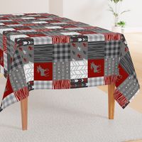 Moose Wholecloth Quilt - red, black, grey and white - Buffalo Plaid, wood, arrows - Wild and Free